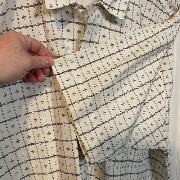 VTG Bon Homme short sleeve white button down shirt w/ black grid-like pattern XL - Picture 6 of 11